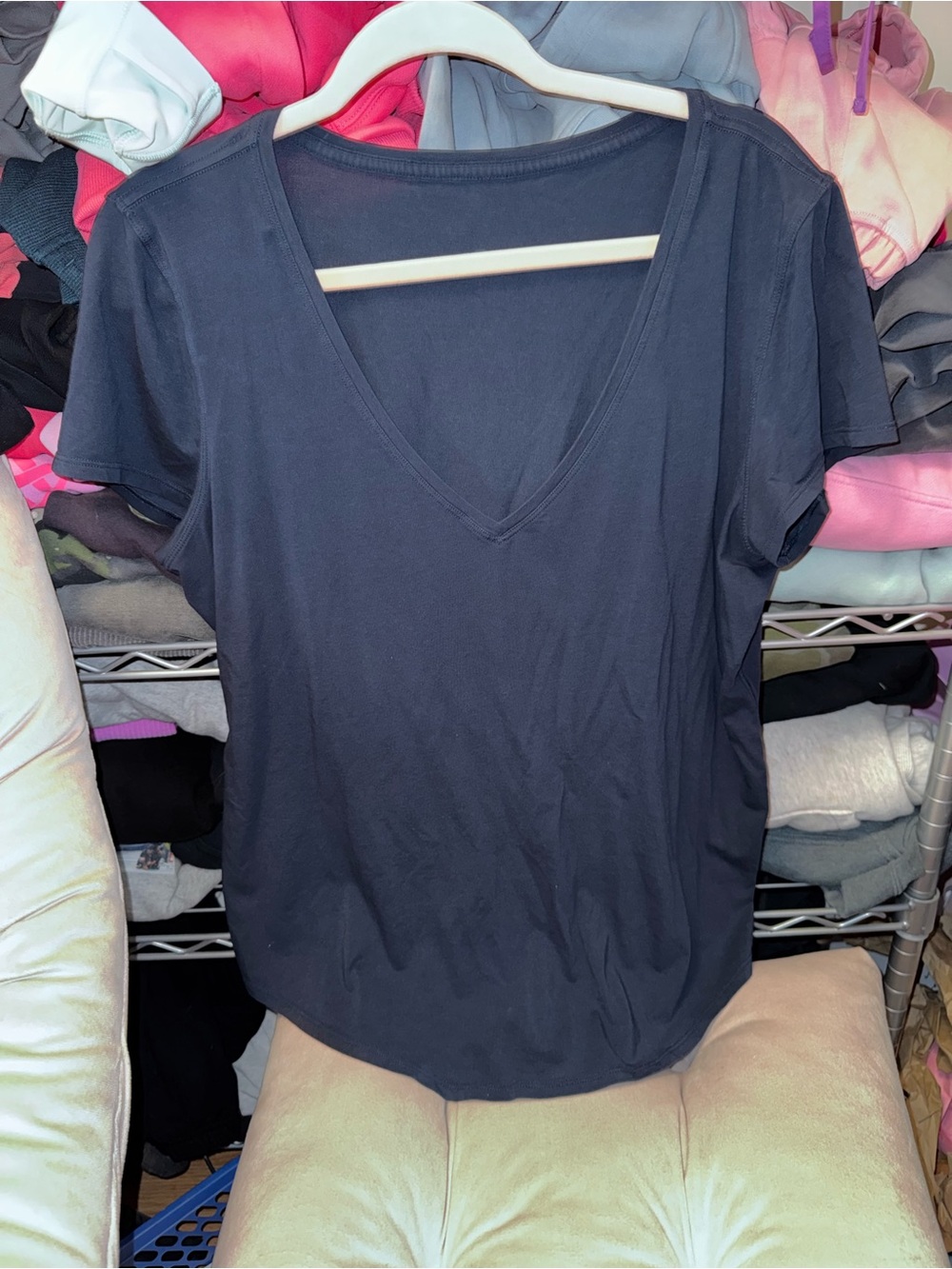Lululemon Classic V-Neck Short Sleeve Love Crew Tee - Navy 12-14